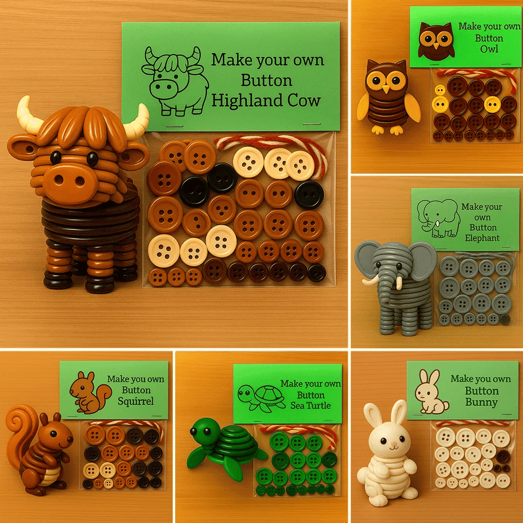 🎄 50% OFF NOW! 🎨 DIY Button Animal Ornaments - Creative Craft Kit for Kids, Develops Fine Motor Skills & Creativity 🧵📦