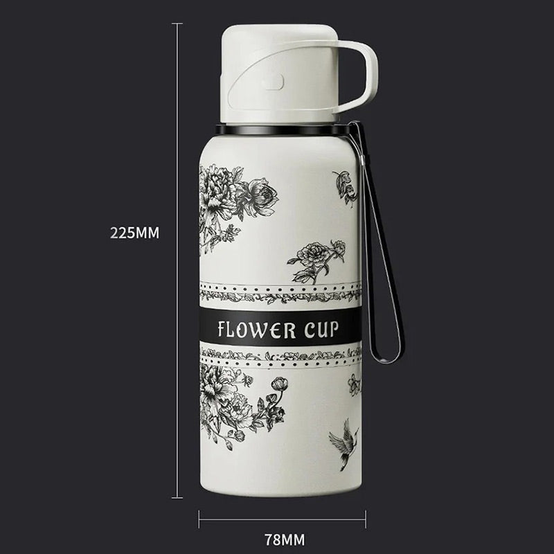 Gardenia Pattern Large Capacity Thermal Cup