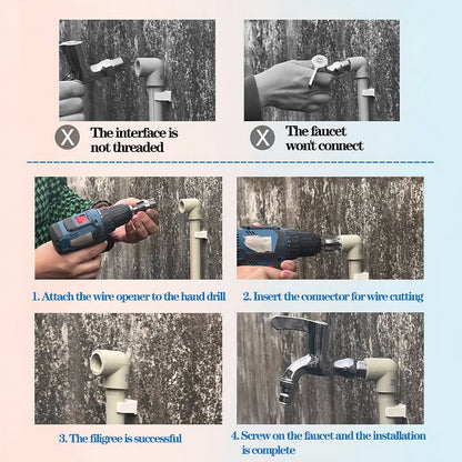 🎉New Year Sale - 49% OFF🌲Electric Drill Compatible PVC Pipe Threader Kit with Various Die Sizes