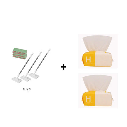 🏆Flat Mop with Stainless Steel Handle, come with Reusable Washable Mop Cloths