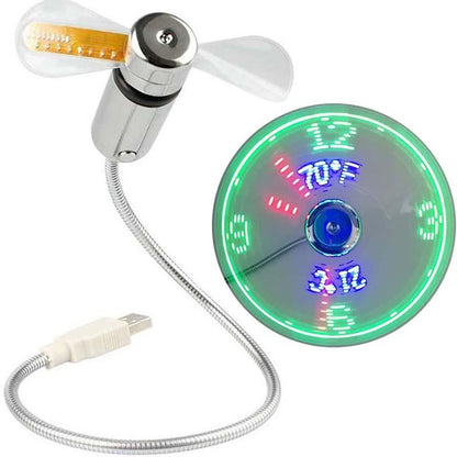 🔥USB Fan with LED Clock Lighting