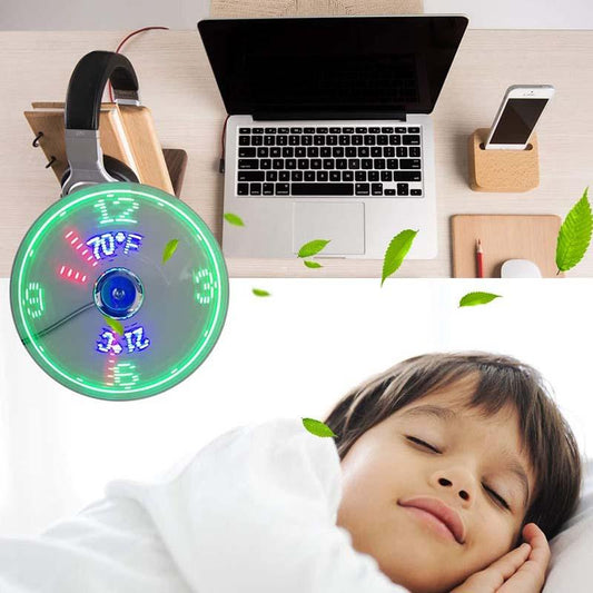 🔥USB Fan with LED Clock Lighting