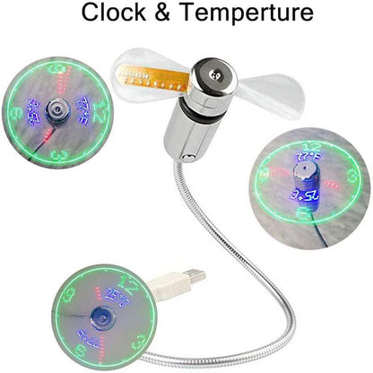 🔥USB Fan with LED Clock Lighting