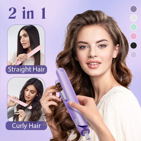 🔥Limited stock available 50% OFF🔥2-in-1 Mini Curling Wand & Flat Iron Hair Straightener