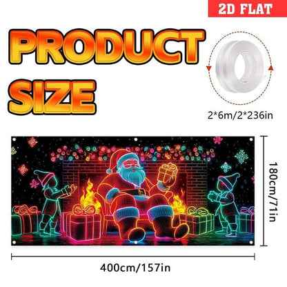 🎅 HOLIDAY HAUL SALE🎇🚪UV Activated Christmas Garage Door Cover Banner, Glows in Dark🔥🎉