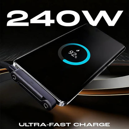 🔥New Year🏆Flash Sale⚡50K+ SOLD!💥2-in-1 Invisible Holder Charger Cable – 240W Fast Charging Cord with Built-In Phone Stand