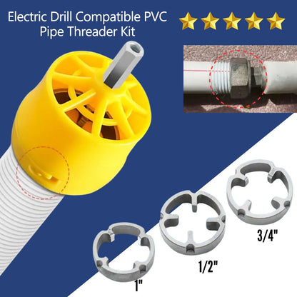 🎉New Year Sale - 49% OFF🌲Electric Drill Compatible PVC Pipe Threader Kit with Various Die Sizes