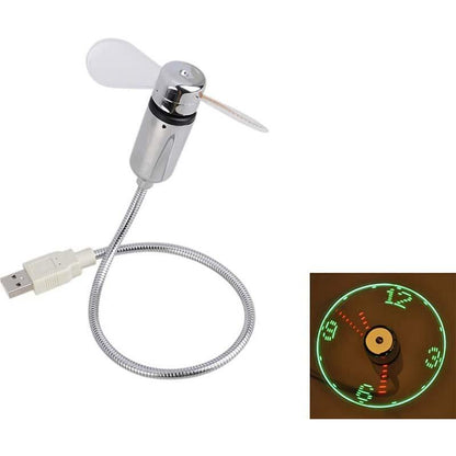 🔥USB Fan with LED Clock Lighting