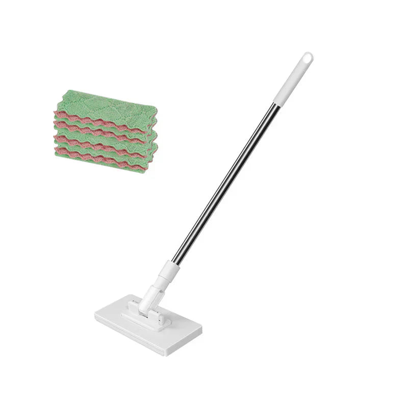 🏆Flat Mop with Stainless Steel Handle, come with Reusable Washable Mop Cloths