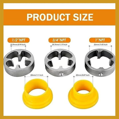 🎉New Year Sale - 49% OFF🌲Electric Drill Compatible PVC Pipe Threader Kit with Various Die Sizes