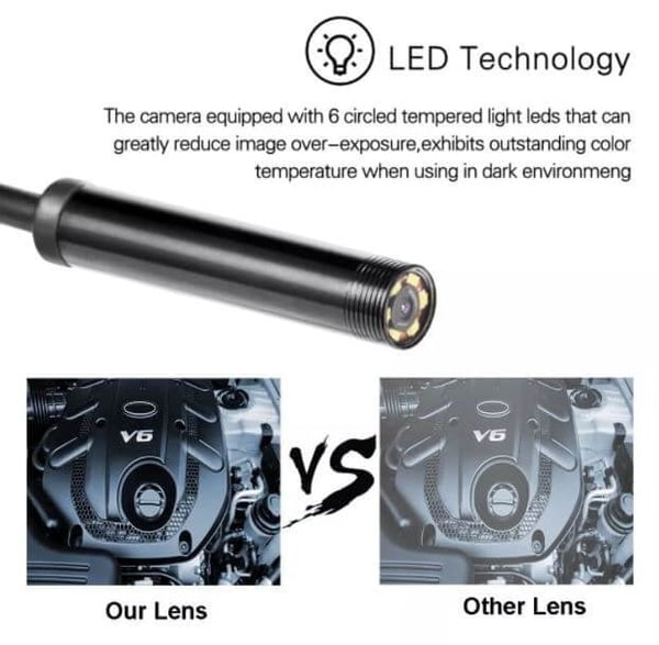 🔍 50% OFF! ✨ 3-IN-1 ENDOSCOPE - 2.0MP HD with 6 LED Lights, IP67 Waterproof, Compatible with Smartphones for Home Inspection and DIY Projects 📱🛠️