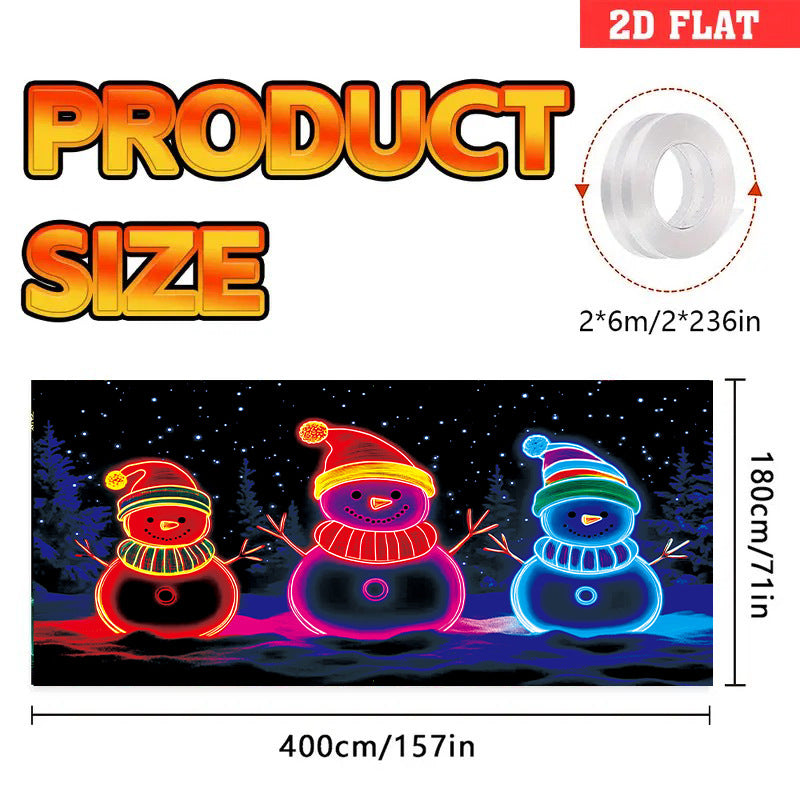 🎅 HOLIDAY HAUL SALE🎇🚪UV Activated Christmas Garage Door Cover Banner, Glows in Dark🔥🎉