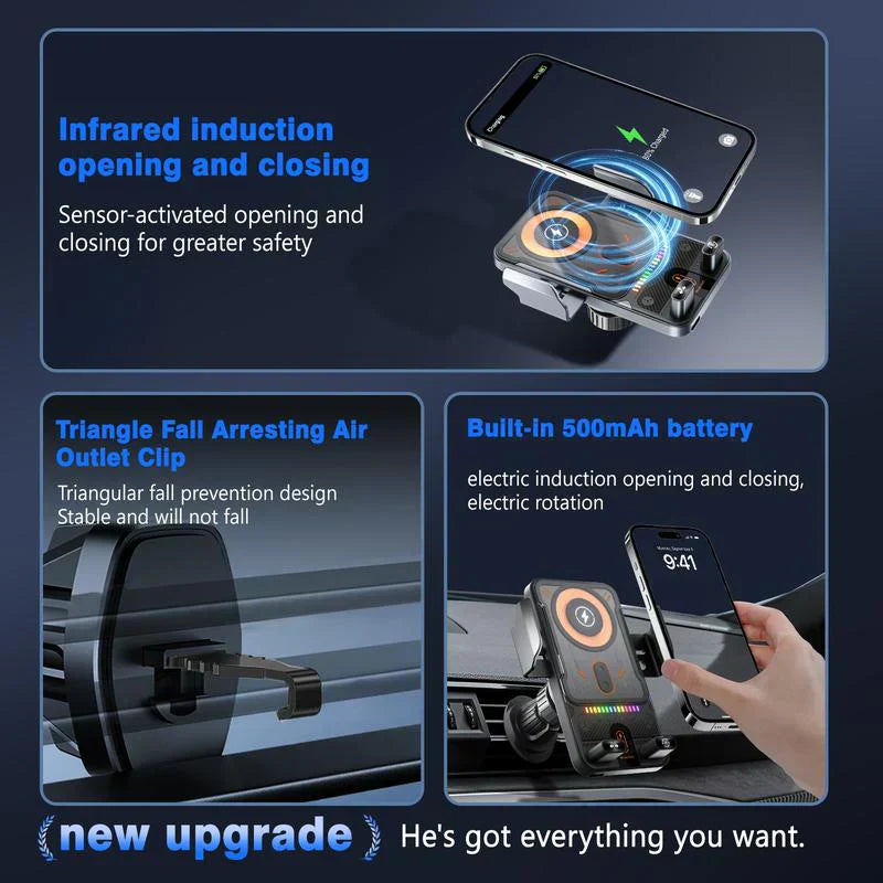 🔥HOT SALE 57% OFF🎁⚡Over 50,000 sold! 📱Smart 2-in-1 Car Rotating Mobile Phone Holder & Wireless Charger⚡