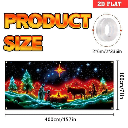 🎅 HOLIDAY HAUL SALE🎇🚪UV Activated Christmas Garage Door Cover Banner, Glows in Dark🔥🎉