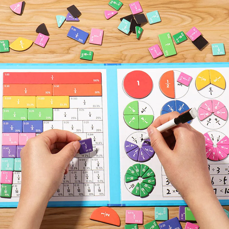 🔥Hot Sale - 50% OFF🏅Montessori Magnetic Book Fraction Puzzle
