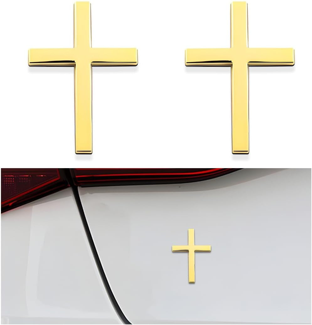 🚗✝️Metal Jesus Christ Cross Badge Stickers|3D Cross Self-Adhesive Car Scratch Cover Sticker