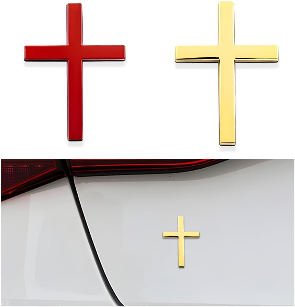 🚗✝️Metal Jesus Christ Cross Badge Stickers|3D Cross Self-Adhesive Car Scratch Cover Sticker