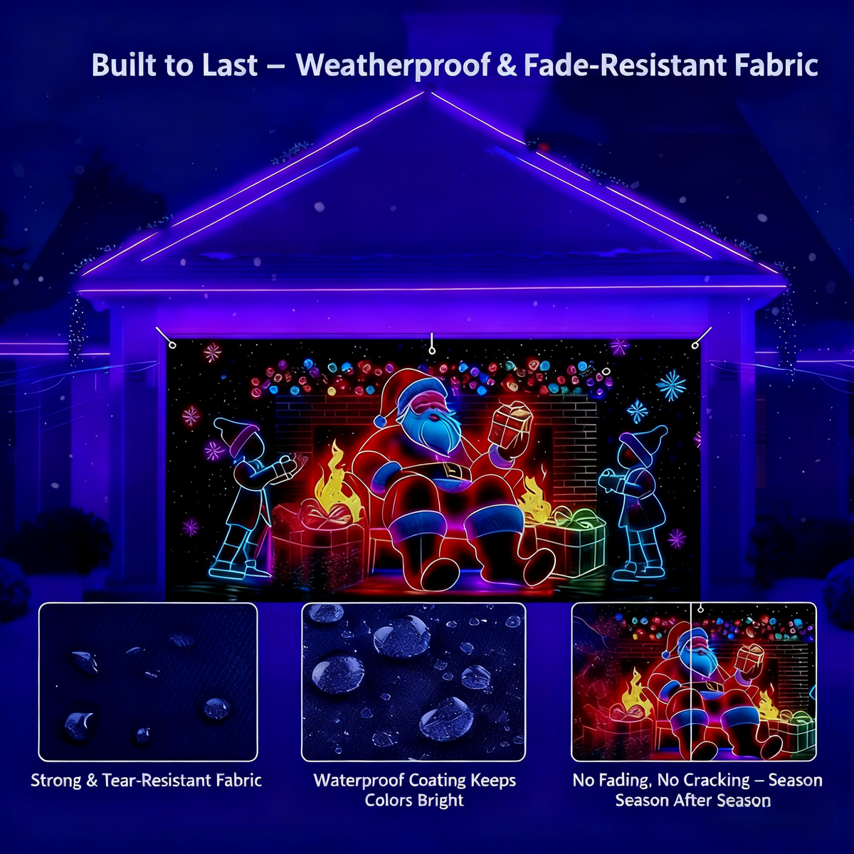 🎅 HOLIDAY HAUL SALE🎇🚪UV Activated Christmas Garage Door Cover Banner, Glows in Dark🔥🎉