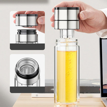 🔥New Hot Selling❤️‍🔥 Double Wall Borosilicate Portable Tea Cup