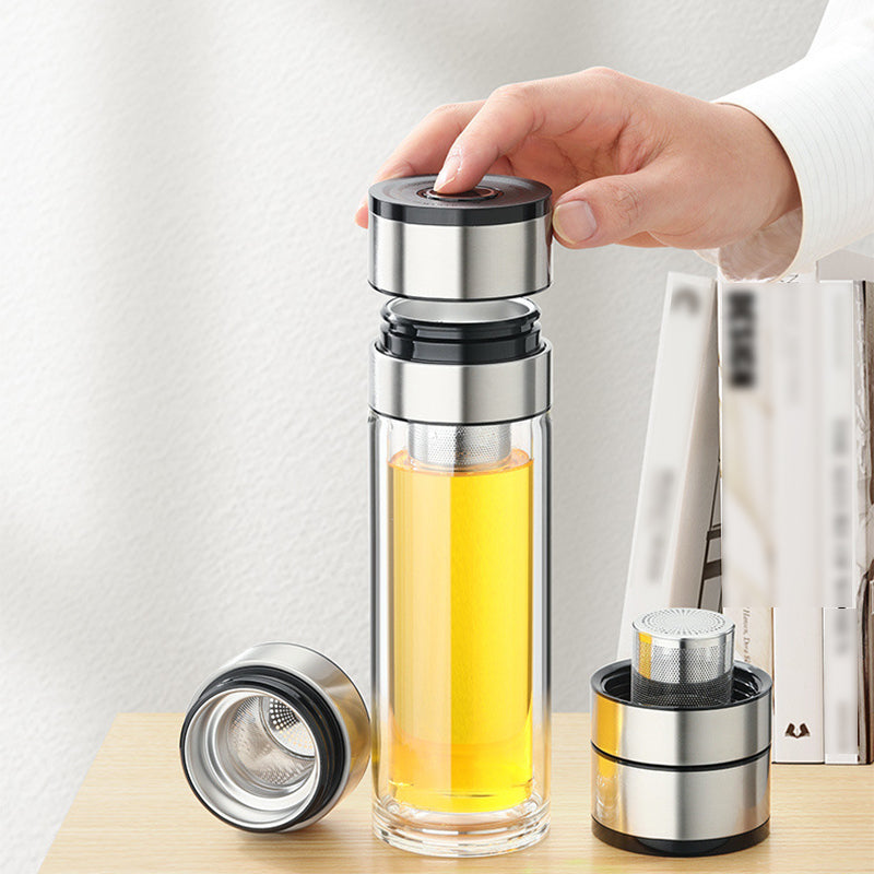 🔥New Hot Selling❤️‍🔥 Double Wall Borosilicate Portable Tea Cup