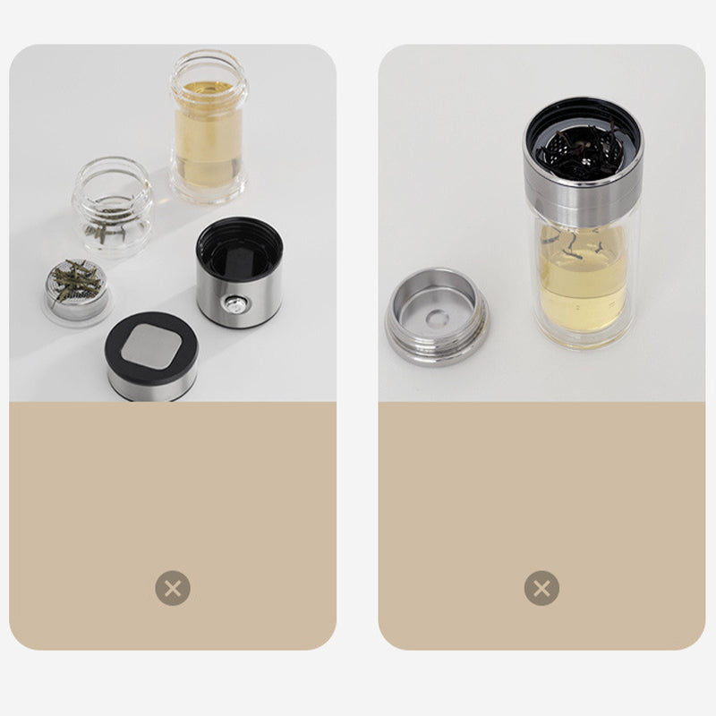 🔥New Hot Selling❤️‍🔥 Double Wall Borosilicate Portable Tea Cup