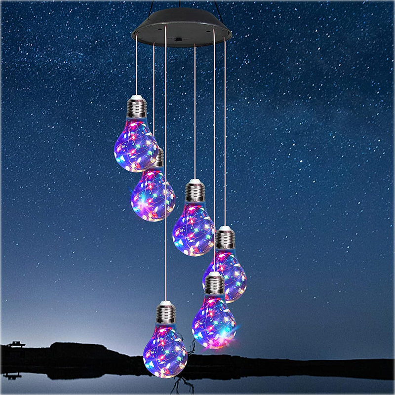 🔥2025 HOT SALE🔥Colorful LED Solar-Powered Light Bulb Wind Chimes