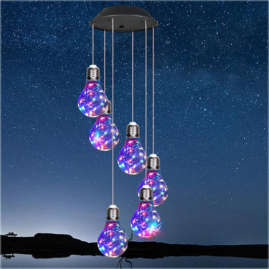 🔥2025 HOT SALE🔥Colorful LED Solar-Powered Light Bulb Wind Chimes