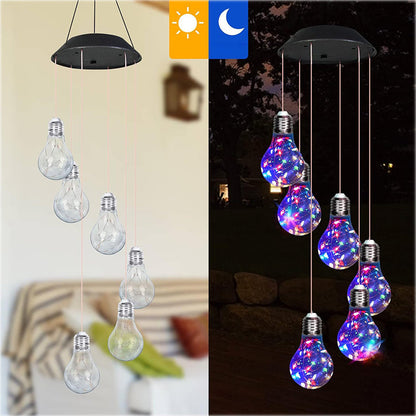 🔥2025 HOT SALE🔥Colorful LED Solar-Powered Light Bulb Wind Chimes
