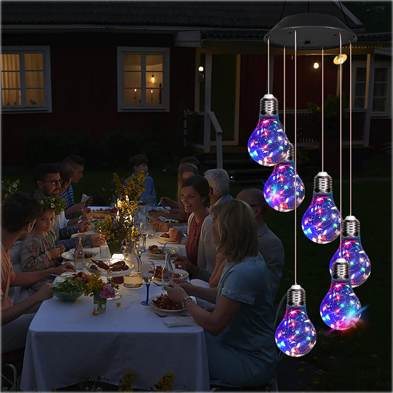 🔥2025 HOT SALE🔥Colorful LED Solar-Powered Light Bulb Wind Chimes