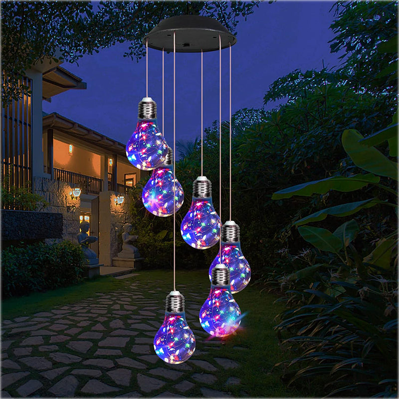 🔥2025 HOT SALE🔥Colorful LED Solar-Powered Light Bulb Wind Chimes