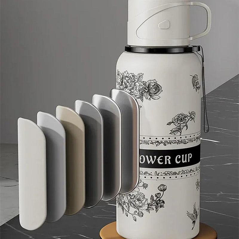 Gardenia Pattern Large Capacity Thermal Cup