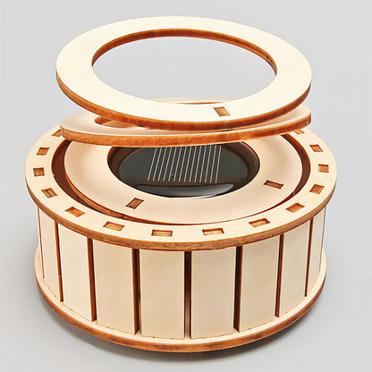 🔥2025 New Arrival🔥 Solar Powered Rotating Double Ring Wooden Puzzle Toy