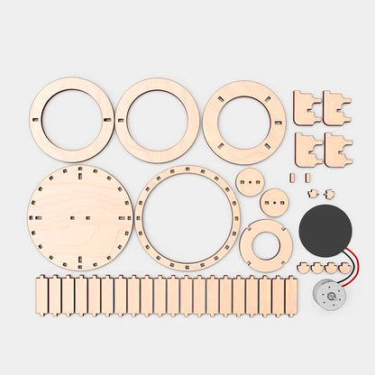 🔥2025 New Arrival🔥 Solar Powered Rotating Double Ring Wooden Puzzle Toy
