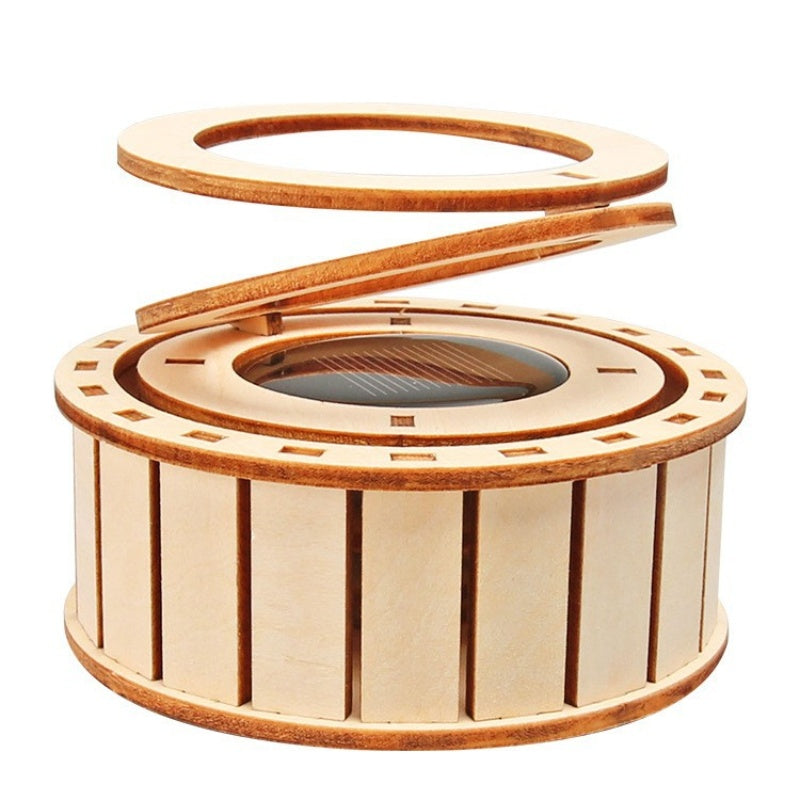 🔥2025 New Arrival🔥 Solar Powered Rotating Double Ring Wooden Puzzle Toy