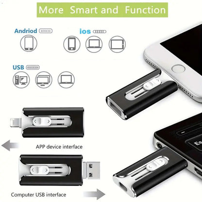 64GB~1TB Micro USB + MFi Certified + 8 Pin + USB 3.0 ⚡4 in1 Flash Drive for Android/PC⚡