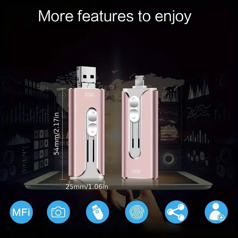 64GB~1TB Micro USB + MFi Certified + 8 Pin + USB 3.0 ⚡4 in1 Flash Drive for Android/PC⚡