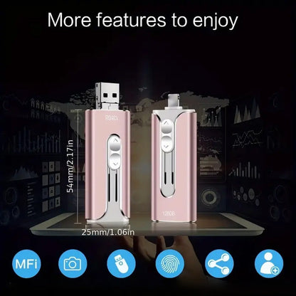 64GB~1TB Micro USB + MFi Certified + 8 Pin + USB 3.0 ⚡4 in1 Flash Drive for Android/PC⚡