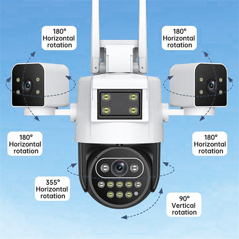 3-Lens 360° WiFi Security Camera for Outdoor