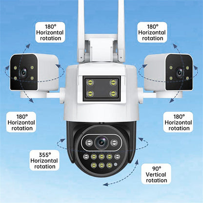 3-Lens 360° WiFi Security Camera for Outdoor