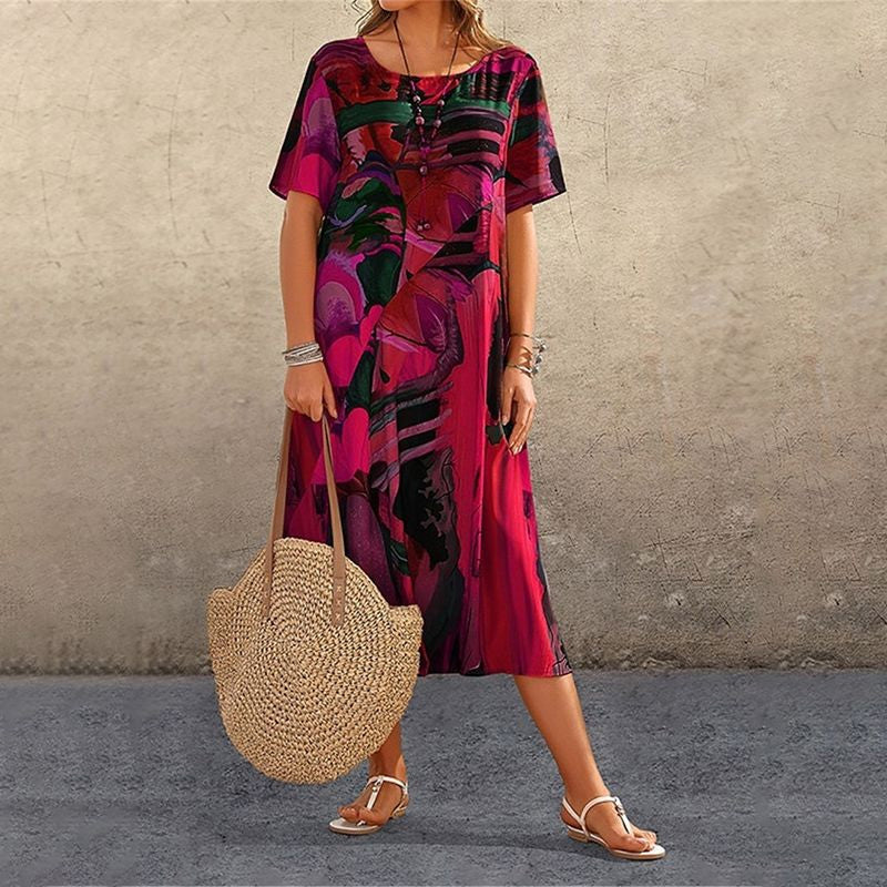 ⏰Limited-time discount🌴Flowing dress in bright tropical colors💯