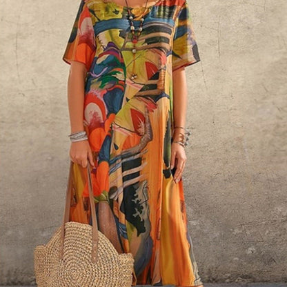 ⏰Limited-time discount🌴Flowing dress in bright tropical colors💯