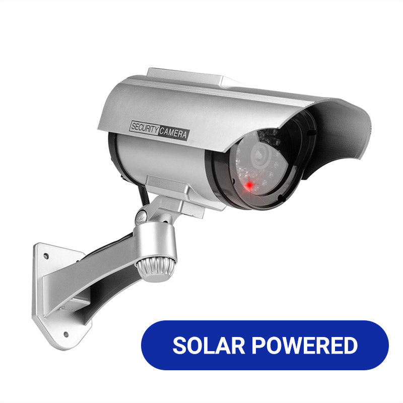 Outdoor Solar-Powered Simulated Security Camera with Flashing LED Light