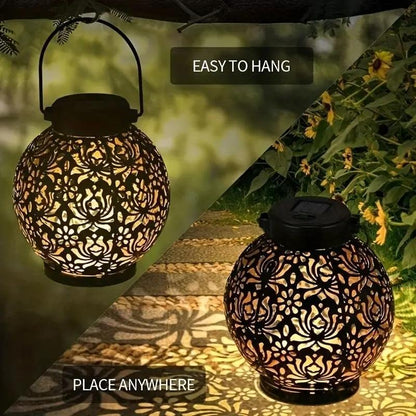 🥳2026 HOT SALE🥳💞50K+ SOLD!🌙🌿 50% OFF! Solar Pendant Lanterns – Intricate floral cut-outs cast beautiful shadows. Metal, IP55 waterproof. Auto on/off, zero electricity. Magical garden glow. 🏡✨
