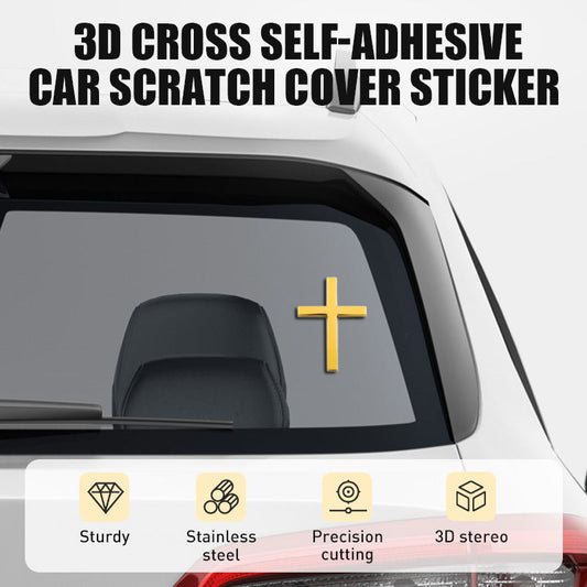 🚗✝️Metal Jesus Christ Cross Badge Stickers|3D Cross Self-Adhesive Car Scratch Cover Sticker