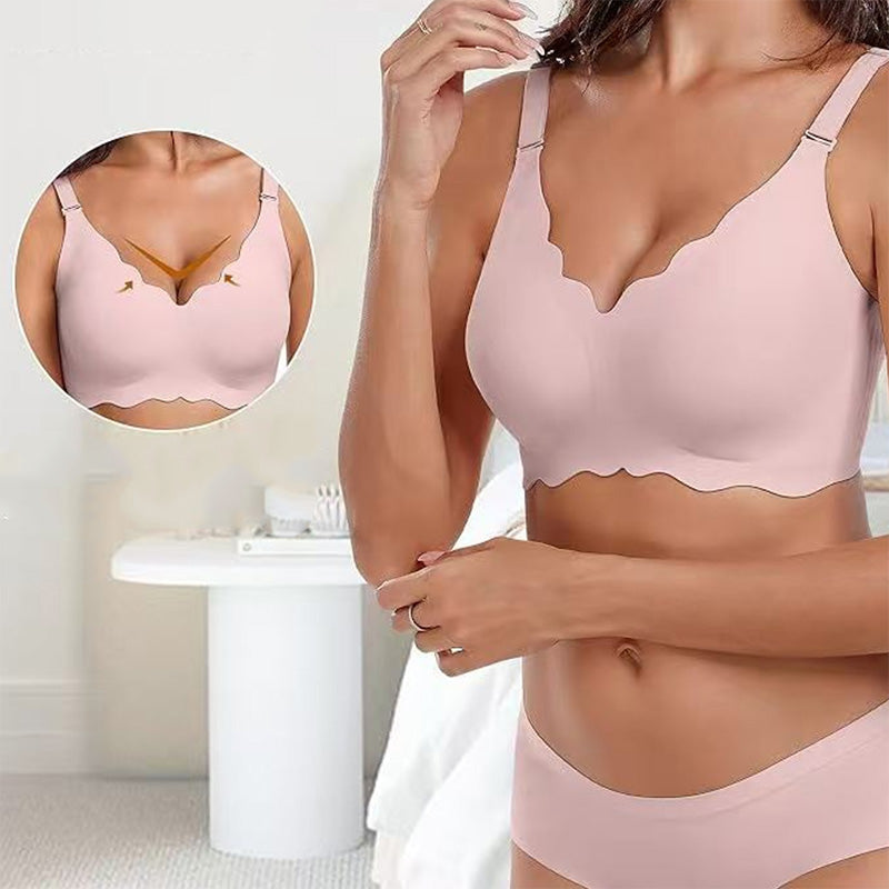 Deep V Plunge Push-up Wirefree Seamless Bra