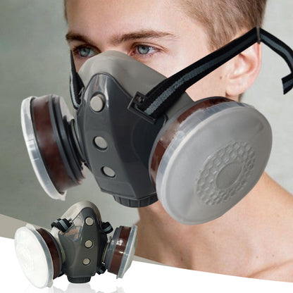 🔥Dust-Proof Integrated Respirator Mask – Dual-Tank Activated Carbon Filters, Industrial-Grade Gas & Dust Protection 🛡️🔥