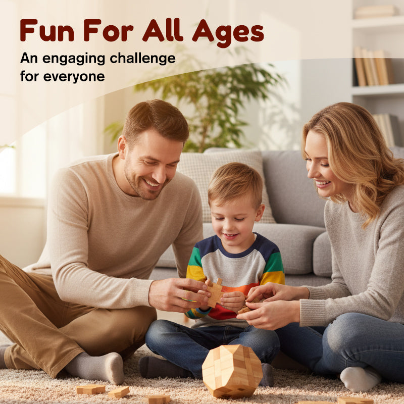 🔥 35% OFF! ✨ Luban Lock Wooden Puzzle - Stimulates Spatial Intelligence, Natural Wood Design, Educational Family Game 🧩🤲