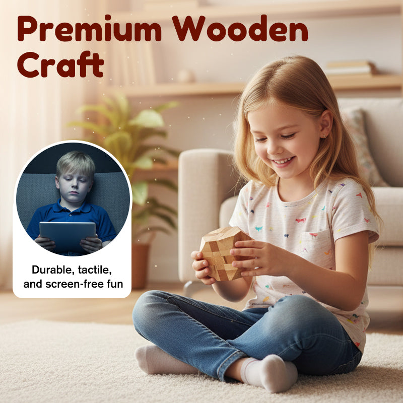 🔥 35% OFF! ✨ Luban Lock Wooden Puzzle - Stimulates Spatial Intelligence, Natural Wood Design, Educational Family Game 🧩🤲