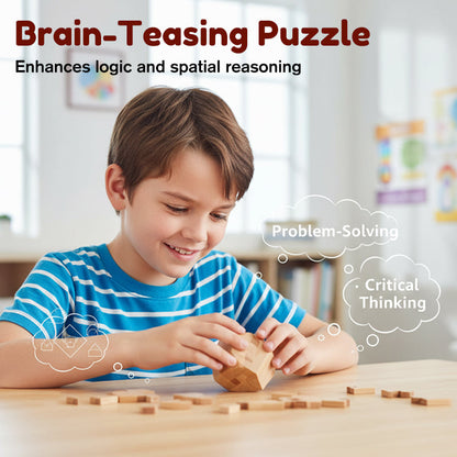 🔥 35% OFF! ✨ Luban Lock Wooden Puzzle - Stimulates Spatial Intelligence, Natural Wood Design, Educational Family Game 🧩🤲