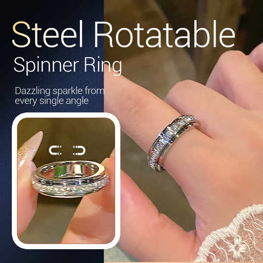 ⏳Christmas Time-Limited Special⏰Titanium Steel Rotatable Spinner Ring with Zirconia